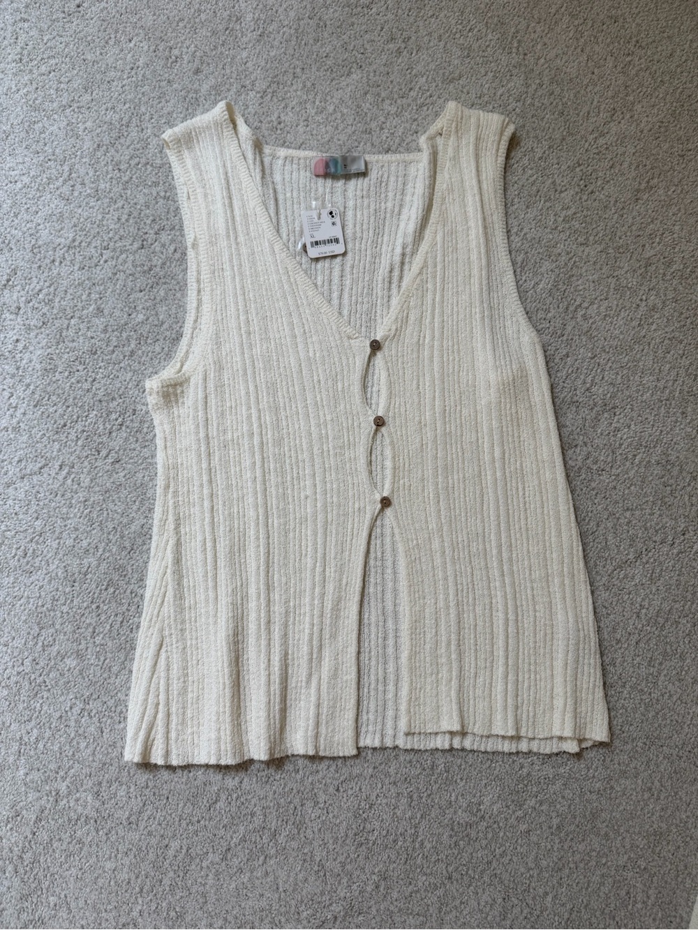 Free People Cream Knit Button Front Vest & Mini Skirt Set - Picture 5 of 7